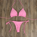 Women Triangle Bikini Set Halter Tie-Up Two Piece Swimsuit Thong