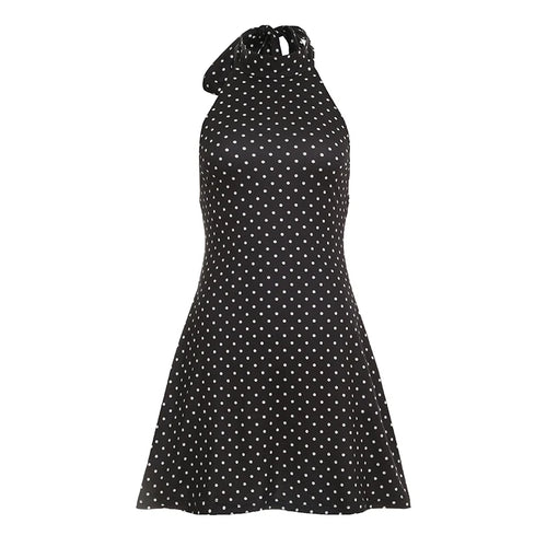 SUCHCUTE Sexy Polka Dot Print Halter Dress For Women Elegant Party
